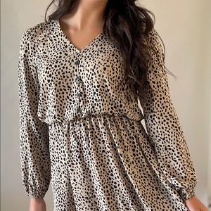 Cheetah Long Sleeve Midi Dress